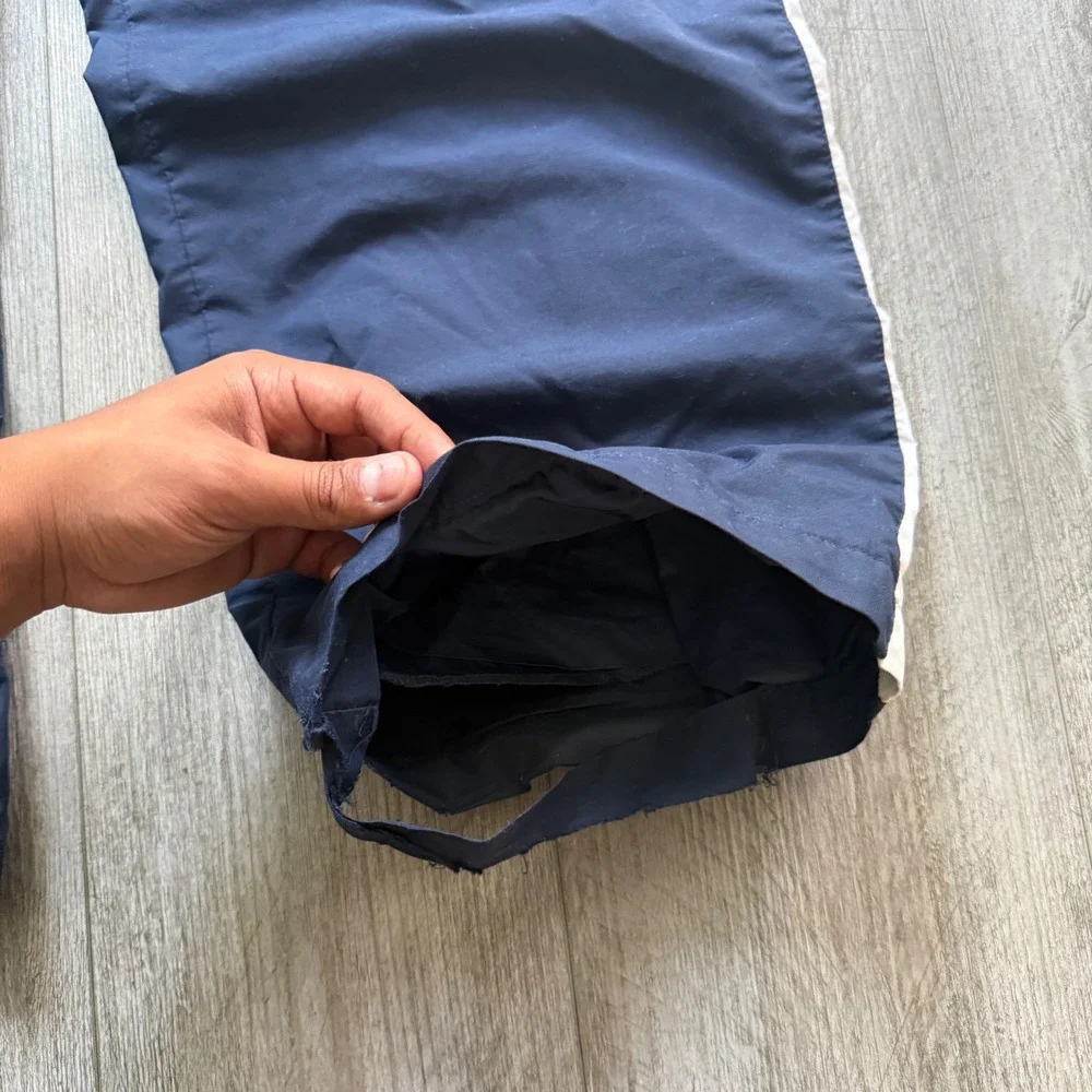 Nike Vintage Baggy Mens L Navy Track Pants Striped Y2K Athletic fleece lined